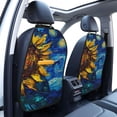 thumbnail image 3 of Fuzoiu Sunflower Starry Night Vibes Print 2 Pack Kick Mat Back Seat Protector With 3 Storage Pockets, Universal Car Seat Back Organizer For Kids Pets, Waterproof Backseat Protector For Most Car, 3 of 8