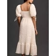 thumbnail image 6 of Women's Textured Sweetheart Neck Short Sleeve Dress with Smocked Bodice and Tied Waist 80% Polyester 20% Cotton, 6 of 18