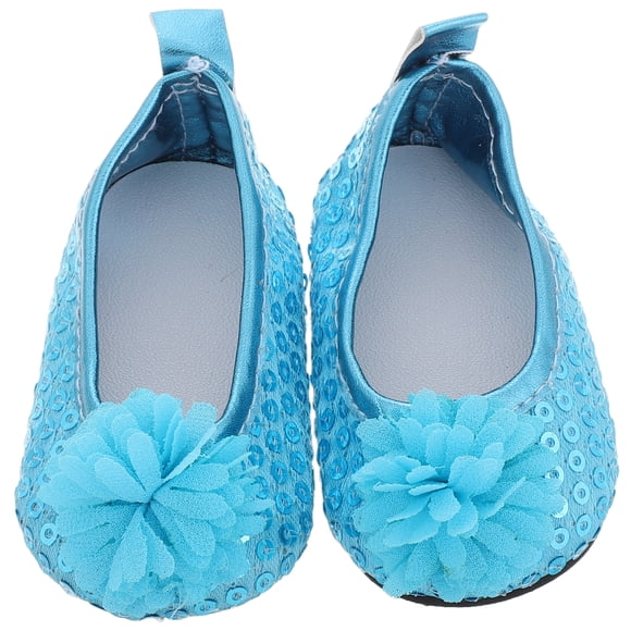 KAKOWELY floral 1 Pair Glitter Doll Shoes Flower Dress Shoes Mini Sequin Shoes Low Top Doll Sparkle Shoes Doll Footwear Princess Accessories2.76"X1.57"X1.38"