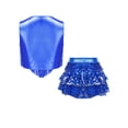 thumbnail image 4 of inhzoy Kids Rumba Dance Outfit 2 Piece Set Sleeveless Sequined Fringe Top and Skirt Navy Blue 8, 4 of 5