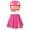 Hot Pink, variant on Kids Girls Cheer Leader Uniform Sleeveless V Neckline Crop Top+Skirt Halloween Outfit Hot Pink 6