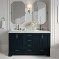 thumbnail image 2 of Ariel Stafford 60 Inch Double Rectangle Sink Bathroom Vanity With Carrara White Quartz Countertop 1.5 Edge In Midnight Blue, 2 of 9