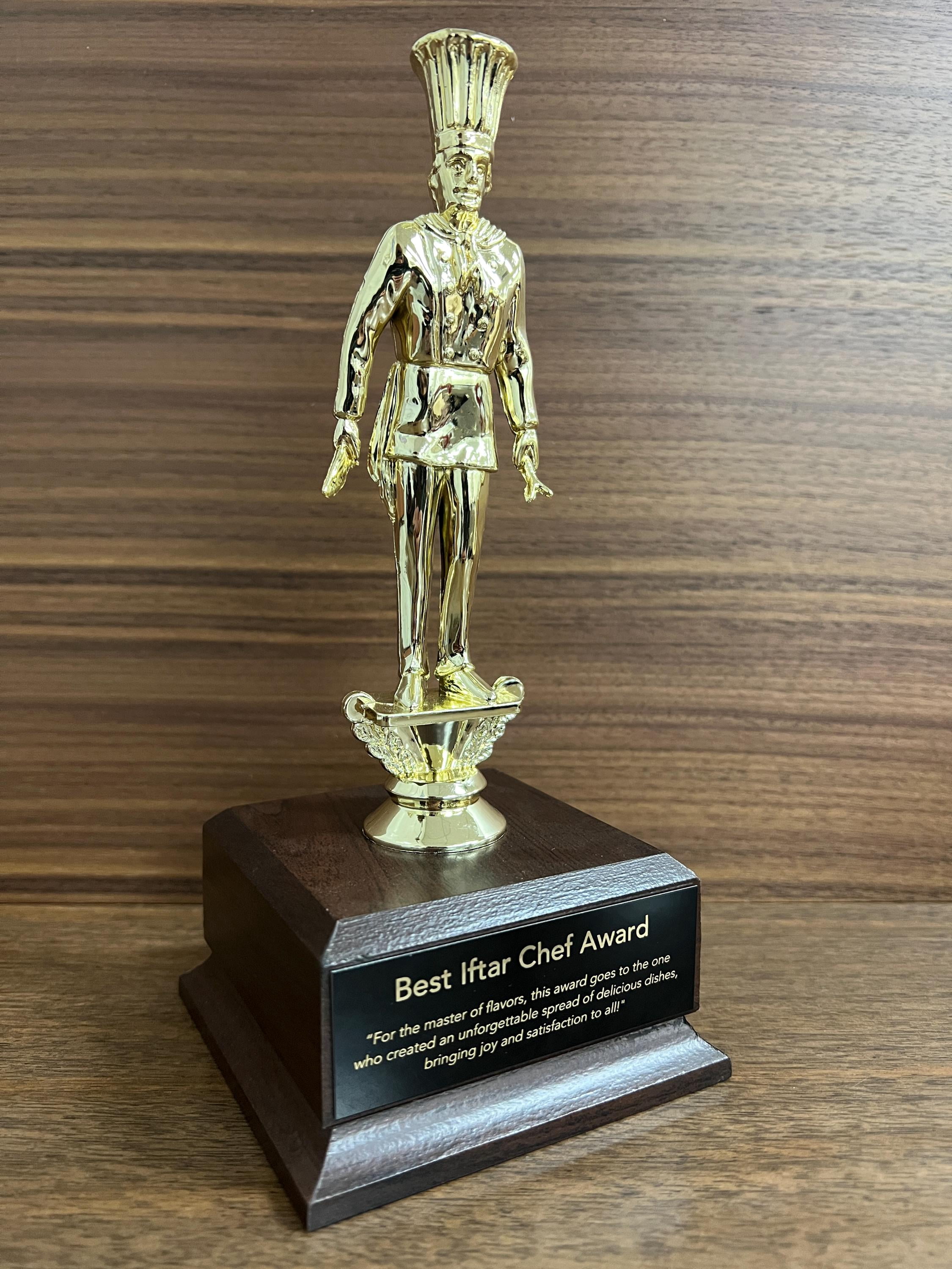 Best Iftar Chef Award - Custom Engraved Ramadan Trophy | Personalized Cooking Plaque Gift
