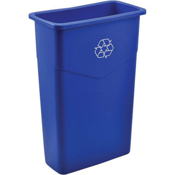 Slim Trash Container, Plastic, 23 Gallon (Recycling Blue)
