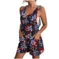 thumbnail image 2 of Nuoqisi Women's American Flag Overalls Loose Fitted Summer Rompers 4th of July Patriotic Jumpsuit Outfit Casual Adjustable Bibs with Pockets, 2 of 7