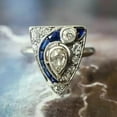 thumbnail image 2 of Dreamofdazzles Jewels 3.00 Ctw Pear Cut Sapphire & White Diamond Wedding Anniversary Band Ring 14K White Gold Plated 925 Sterling Silver 925 Sterling Silver -5, 2 of 4