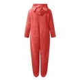 thumbnail image 6 of Babysbule Pants for Women Unisex Adult Solid Onesie Hooded Pajamas Zipper Up Long Sleeve Plush Jumpsuit Sleepwear, 6 of 6