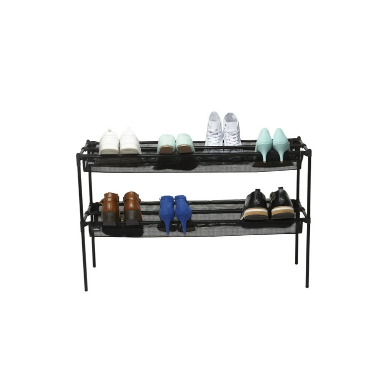 Umbra Shoe Sling Stackable Shoe Organizer with Machine Washable Slings Holds up to 16 Pairs Black