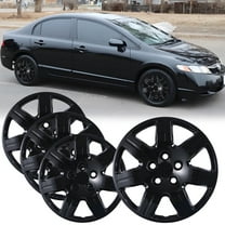 16" Set of 4 Hubcaps Wheel Rims Cover for 2006-2011 Honda Civic Compatible with Steel Wheels Bolt on Installation(16-inch,Black Lacquer)
