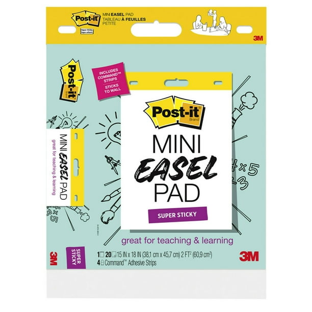Postit Super Sticky Mini Easel Pad, 15" x 18", White, 1 Pad