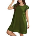 thumbnail image 2 of gljltg Pregnant Short Dress for Women Round Neck Casual Outdoor Summer Stylish Solid Color Flare Short Ruffle Sleeve Shirt Dress Maternity Loose Dress, 2 of 6