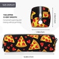 thumbnail image 3 of Cauagu Cartoon Pizza Print Leather Pencil Pen Case - Stationery Bag Portable Stationery Bag Big Capacity Pencil Pouch Cosmetic Organizer Bag for Men & Women, 3 of 7
