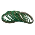 thumbnail image 4 of Efulgenz Indian Bangle Set Rhinestone CZ Crystal Bracelet Green Bangle Velvet Bangle Boho Wedding Bridal Jewelry for Women Size-2.8, 4 of 5
