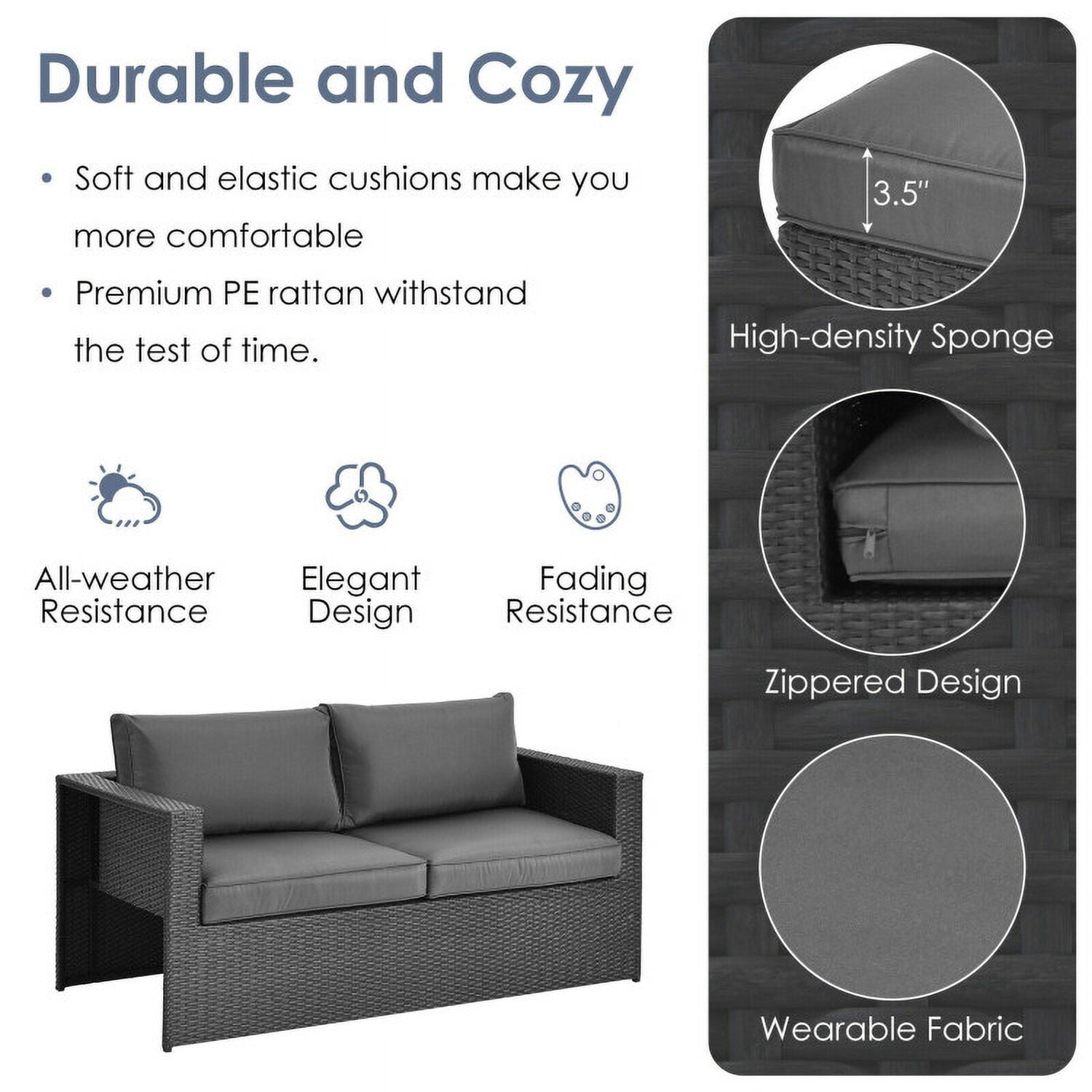 Aimee Lii 6 Pieces Patio Rattan Furniture Set with Glass Table and Cushioned Seat, Outdoor Patio Set, Gray Aimee Lii 6 Pieces Patio Rattan Furniture Set with Glass Table and Cushioned Seat, Outdoor Patio Set, Gray