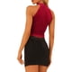 thumbnail image 3 of INSPIRAR CHIC Top de tanque corto sin mangas con cuello halter y cremallera en la parte posterior de terciopelo para fiesta L Rojo, 3 of 6