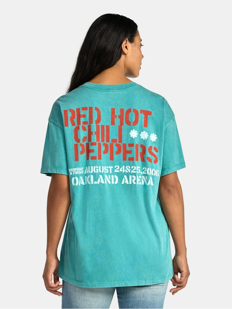 Red Hot Chili Peppers Women's Front Back Graphic Band Tee with