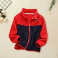 thumbnail image 4 of Generic Boy Jackets Toddler Girls Boys Spring Winter Long Sleeve Spliced Zippered Up Thick Plush Zipper Stand Up Collar Coat Warm Thicken Lightweight Breathable Jacket(3-4 Years,Red), 4 of 4