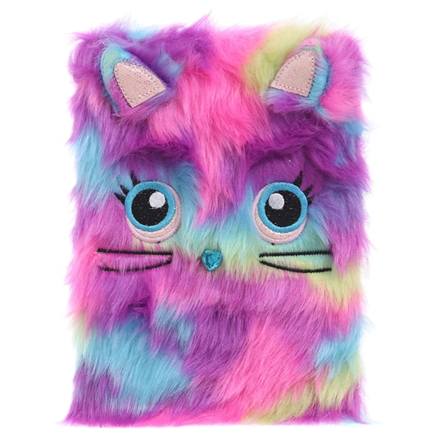 Cuaderno de dibujos animados de peluche, adorable bloc de notas para escribir, suministros para estudiantes (gato morado)