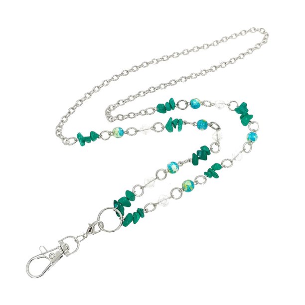 1 collar con piedras del Día de San Patricio, cadena creativa para suéter, joyería verde para mujer