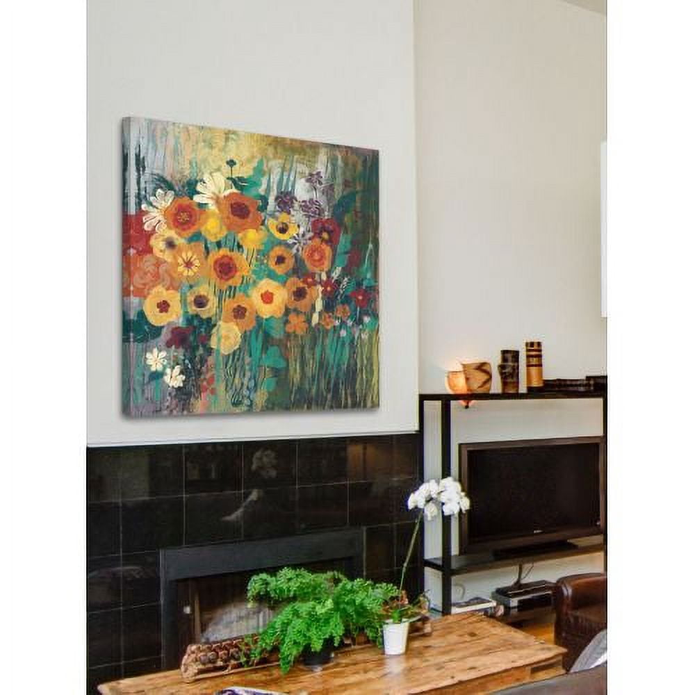 "Floral Frenzy Green I" Painting Print on Wrapped Canvas
