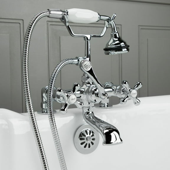 Deck Mount British Telephone Clawfoot Tub Faucet W/ Handshower