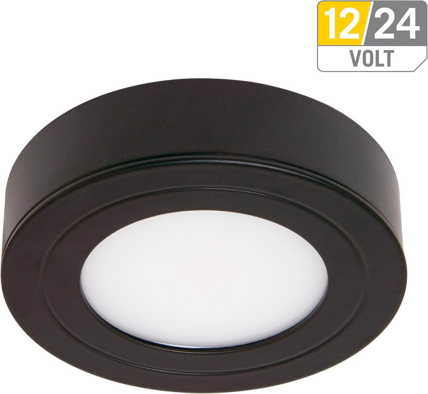JJEAN-PureVue SoftBright-White (3000K) Dimmable LED Puck Light, Matte Black Finish, (233413)