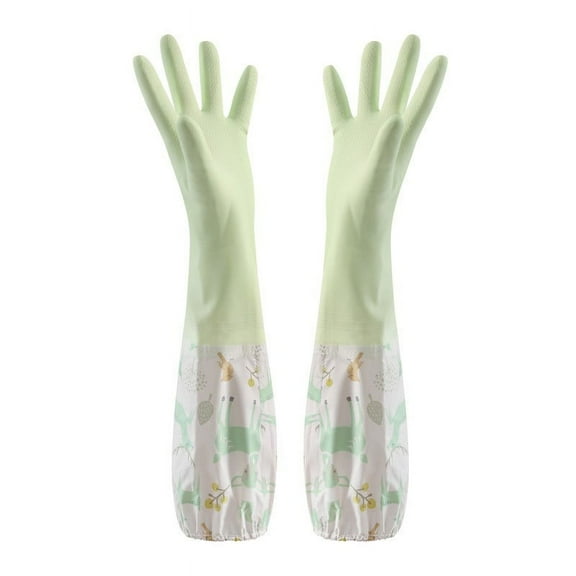 Meiiso Rubber Cleaning Gloves, Thermal-Lined Rubber Gloves Resist Hot Water/Punctures, Textured Grip (#B)