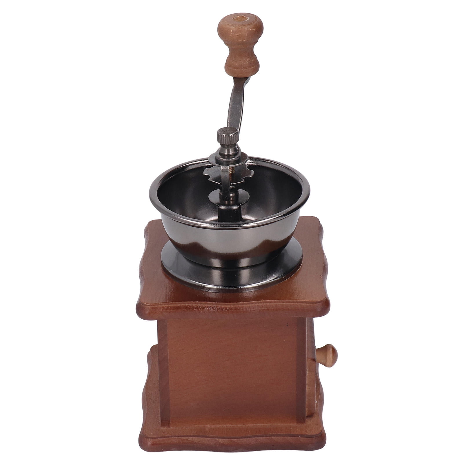 YAHHU Retro Hand Coffee Grinder – Beech Wood Base, Stainless Steel Core, Adjustable Grind, Manual Pour‑Over Mill