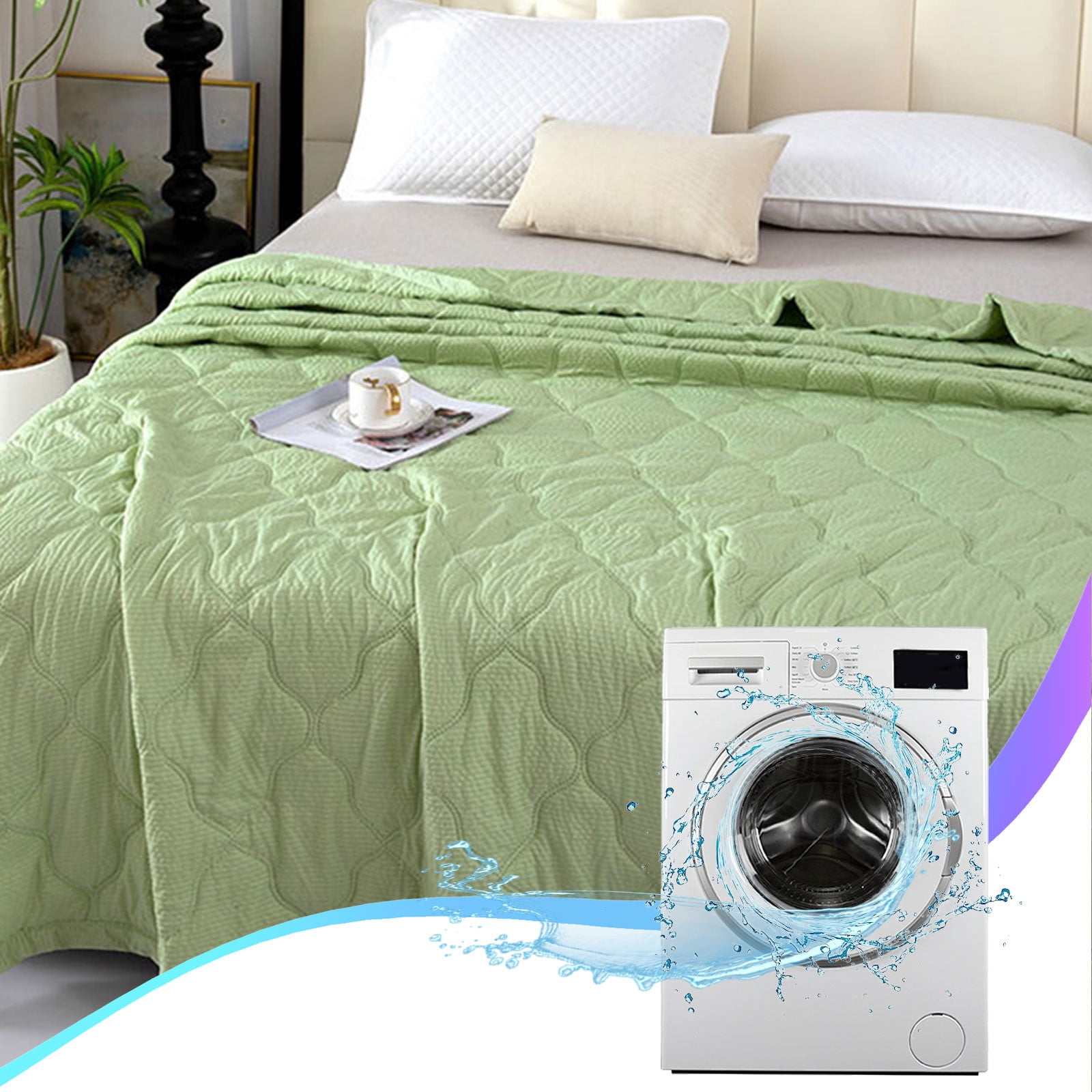 Hiroekza Quilts For Full Bed, Full Size Quilt, Ultra Soft Cotton Quilt for Spring Summer, Washable Solid Color Quilt for Home Dormitory