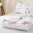 thumbnail image 4 of Manfei Pink Bowknot Ribbon Quilt King,Dreamy Princess Bow King Coverlet Set,3-Piece,1 Bedspread and 2 Pillowcases, 4 of 7