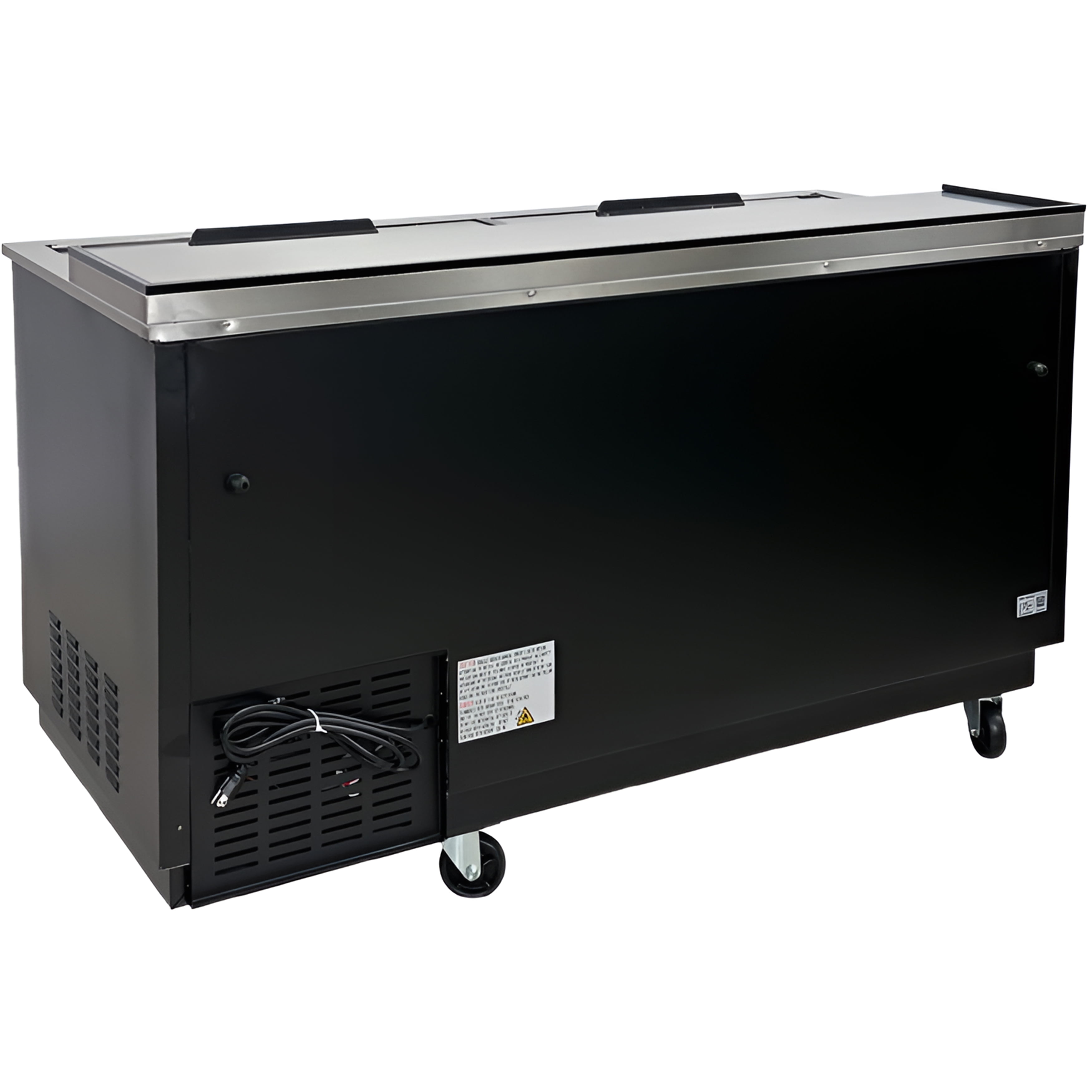 NSF 65 in. Commercial Back Bar Horizontal Beer Bottle Cooler 19 Cu.Ft.Wine Cooler in Black, Top Loading Sliding Door