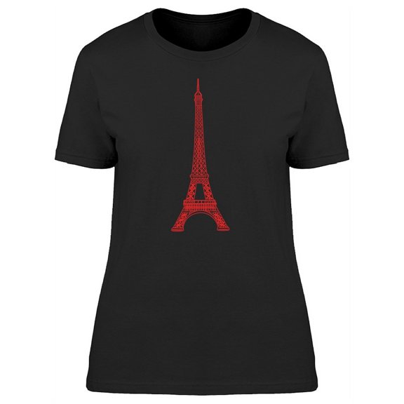 Cool Red Eiffel Tower Doodle T-Shirt Women -Image by Shutterstock, Female x-Large