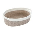 thumbnail image 1 of Cesta tejida con asa, cesta multiusos de cuerda de algodón, regalo decorativo para bebé blanco marrón, 1 of 9