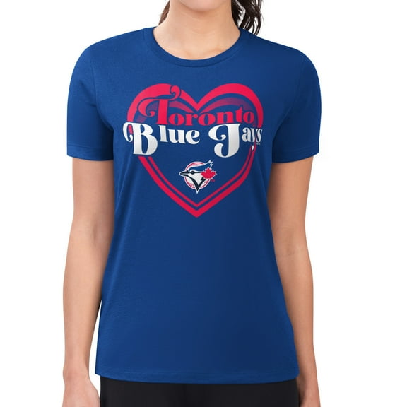Women's G-III 4Her by Carl Banks Royal Toronto Blue Jays Super-Slim Fit Lightweight Double Heart T-Shirt