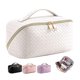 thumbnail image 1 of Bolsa de Cosméticos de Viaje de Gran Capacidad, Bolsa de Cosméticos Impermeable de Piel Sintética para Mujer, Bolsa de Maquillaje Portátil de Viaje con Asa y Divisor, Multifuncional, Moda, Blanco, 1 of 7