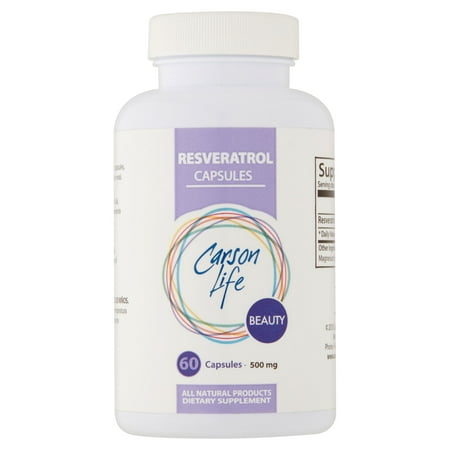 CARSON LIFE Beauté Resveratrol Compléments alimentaires Capsules, 500 mg, 60 count