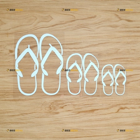 Flip Flop Hawaii Life Sticker Decal Vinyl - 3 Pack White 3" 4" 6" - For Car Boat Laptop Cup No Background Die-cut
