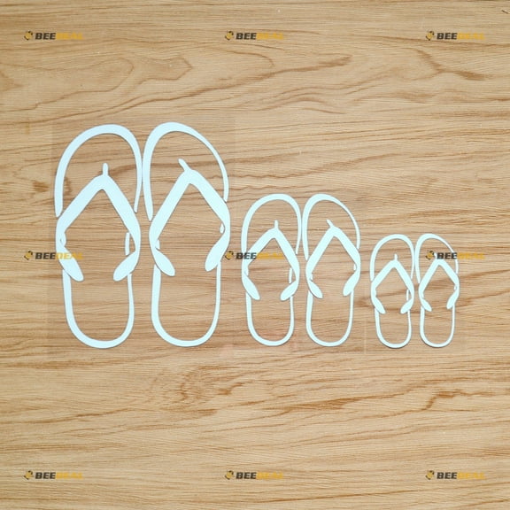 Flip Flop Hawaii Life Sticker Decal Vinyl - 3 Pack White 3" 4" 6" - For Car Boat Laptop Cup No Background Die-cut