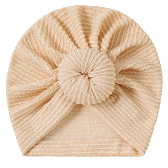 Fewfanhot Newborn Turban Hat with Knot, Soft Stretchy Ribbed Knit Beanie for Age 0-18 Month, Breathable Headwrap for Daily Wear Photo Shoots Shower Party Gift