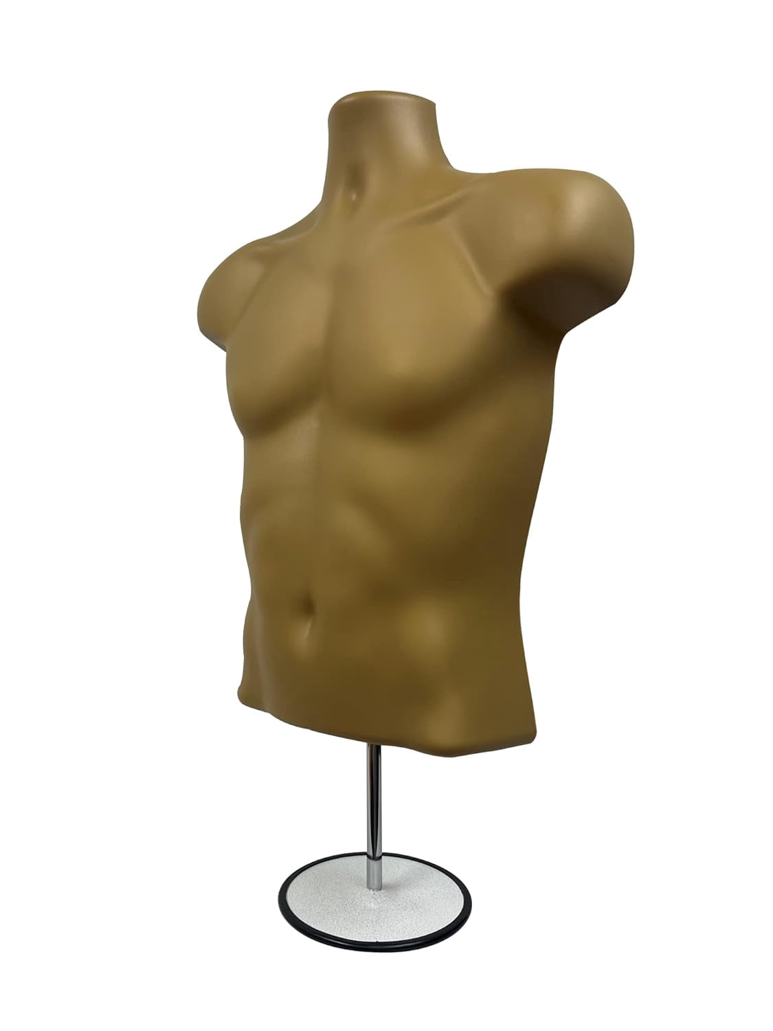 DisplayTown Bronze Male Mannequin Long Torso with Stand Dress Form Tshirt Display Countertop Hollow Back Body with Metal Pole & Hanging Hook S-M Clothing Sizes (Set of 1)