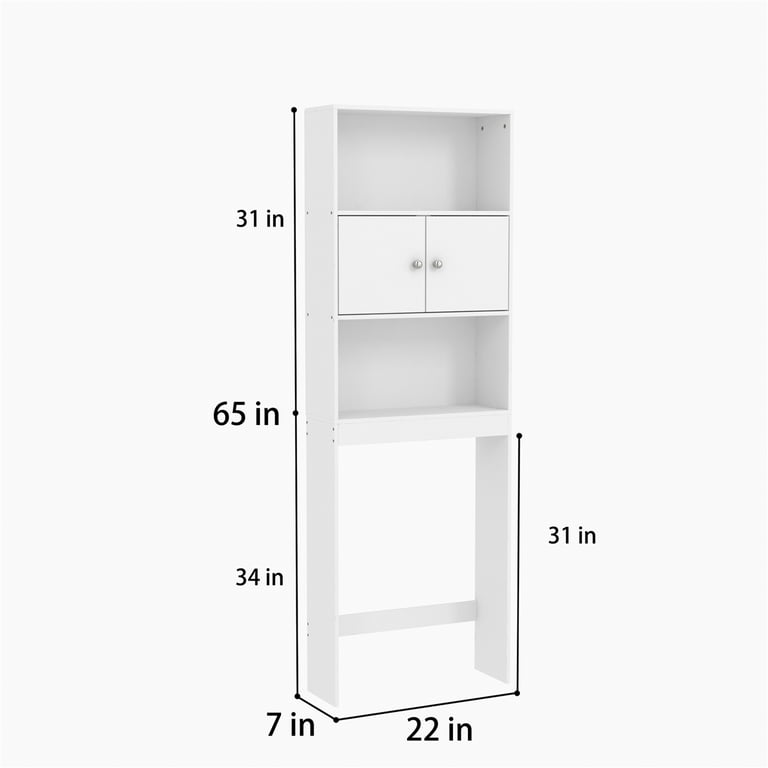 Hoorlang Narrow Bathroom Storage Cabinet for Small Space, Single Door Two Layers Wooden Bathroom Cabinets Freestanding Easy Assembly HLBC05W (White)