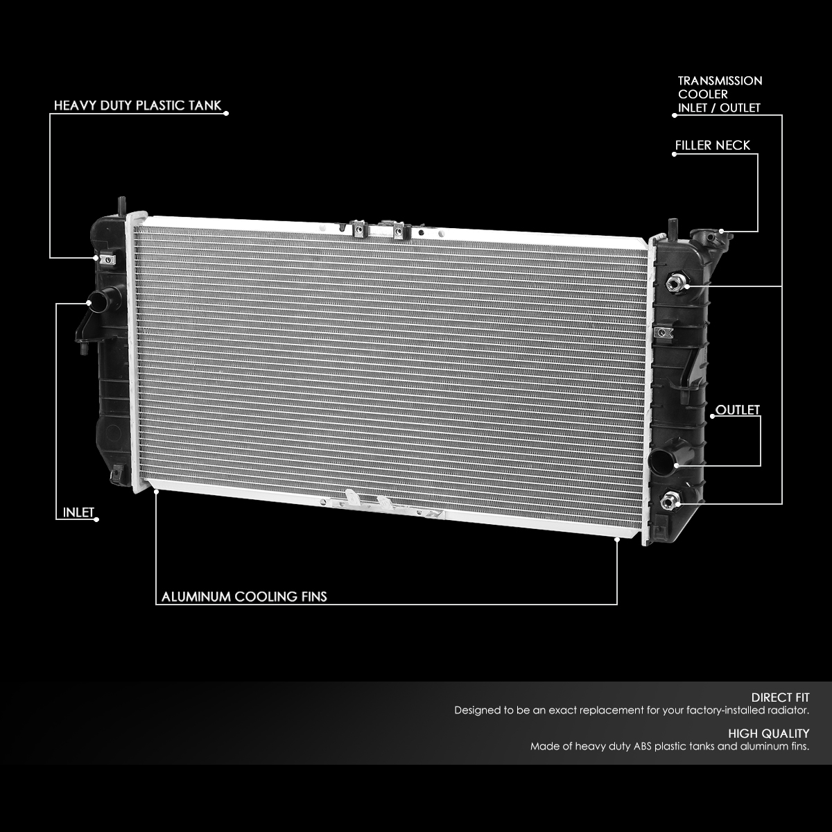 DNA Motoring For 2000-2005 Buick Lesabre Pontiac Bonneville 3.8L AT Aluminum Radiator DPI 2347