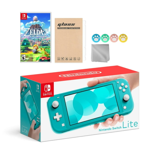 Nintendo Switch Lite Turquoise avec le Réveil de la Légende de Zelda Link et le Pack de Disques de Jeu Mytrix Accessoires
