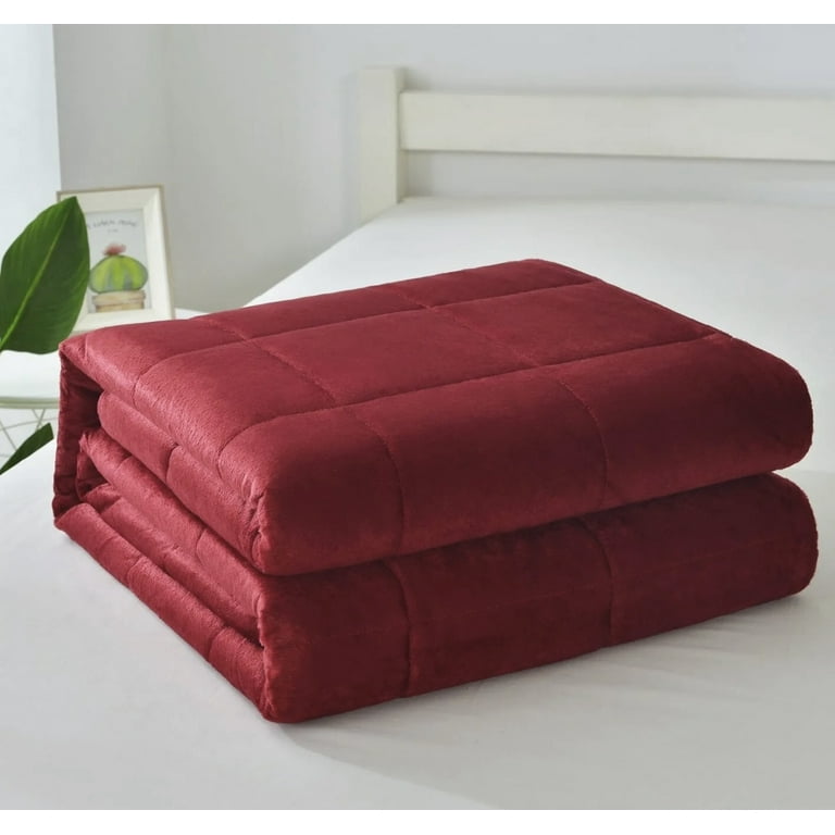 MADISON BURGUNDY COLOR WEIGHTED BLANKET PROVIDES AUTISM ANXIETY STRESS QUEEN SIZE 20 POUNDS