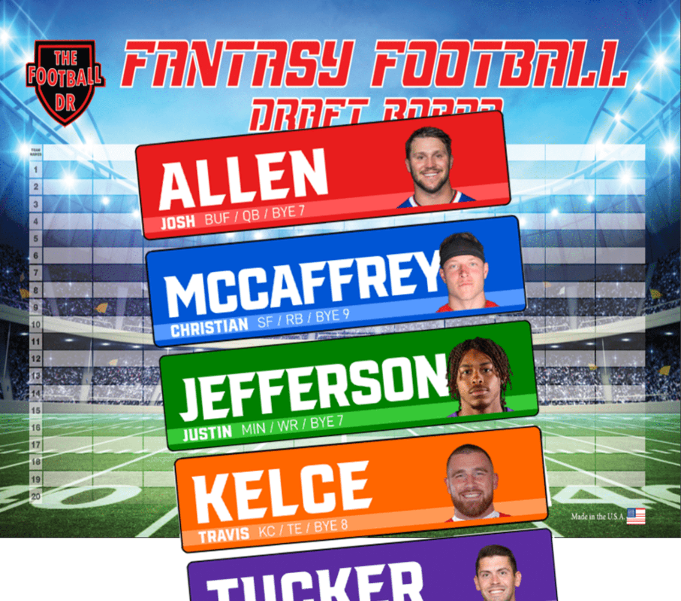 Fantasy Football Draft Board Kit 2023 HUGE Board and BIG Stickers