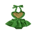 thumbnail image 1 of OUSITAID Bébé Filles Paillettes Coeur Forme Sans Manches Dos Licou Robe avec Bandeau Tenues, 1 of 6