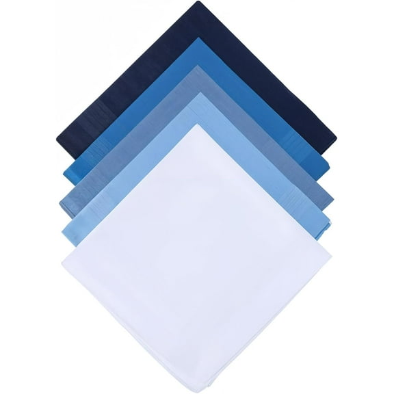 5PCS Men's Handkerchiefs 100% Cotton Handkerchief, Men's Soft Cotton Handkerchiefs With Stiching Assorted Color In 5 Colors, Fine 15.7 Inches Large Hankies Pocket Square