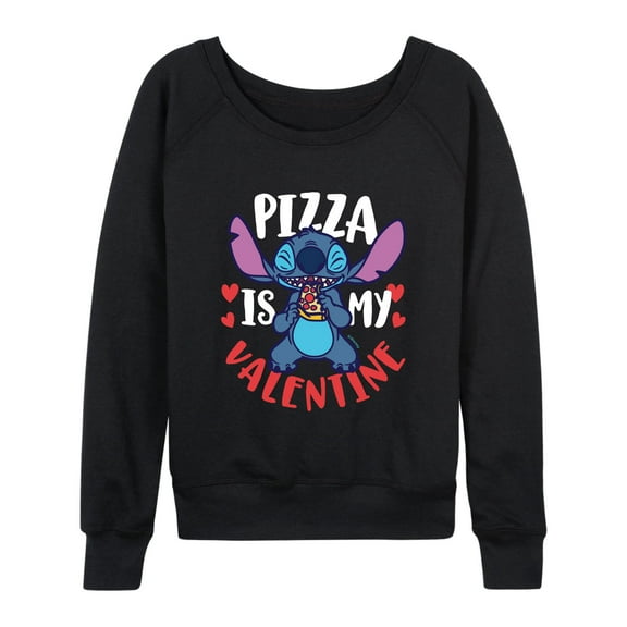 Lilo & Stitch - Pizza Is My Valentine - Women's Lightweight French Terry Long Sleeve Shirt