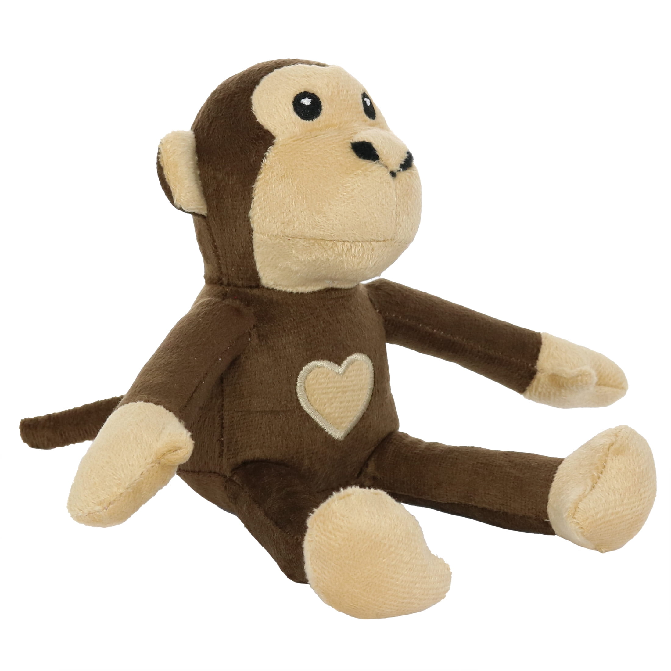Mighty Jr Safari Monkey Brown Durable Plush Squeaky Dog Toy, 2 Pack