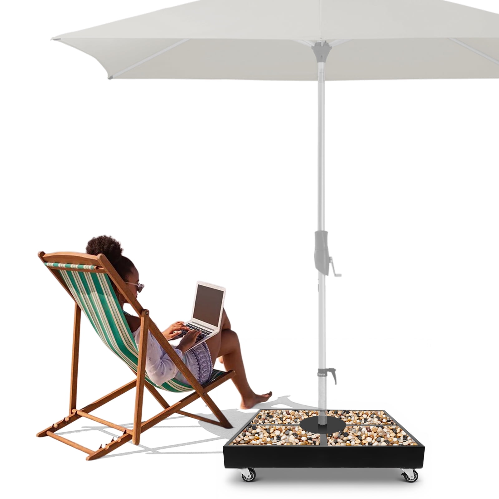golytefs Heavy-duty Patio Umbrella Base with Wheels 1100lb Capacity Fillable Umbrella Stand Mobile Base for Outdoor Patio Garden Deck Poolside Lawn